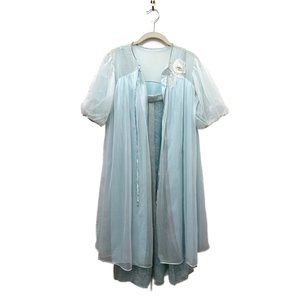 VINTAGE 1960s Merri Go Round sheer robe with Van Raalte nylon nightgown set